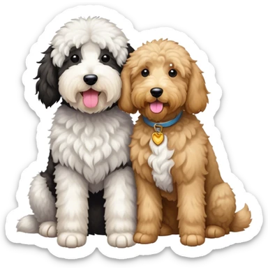 A sheepadoodle and a goldendoodle  sticker