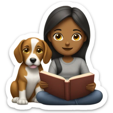 Am I bothering you? Girl, book, and dog sticker