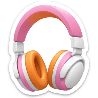 Pink headphones with orange and white accents  sticker