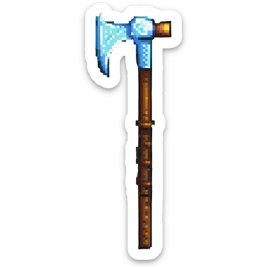 pixelated Minecraft diamond pickaxe with brown handle sticker