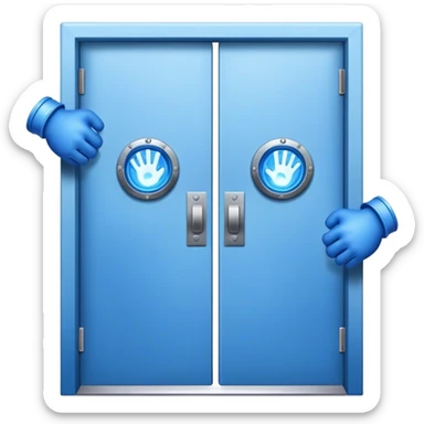 A closed door with a knuckles knocking on it. Because success isn’t about waiting—it’s about knocking until someone answers.blue power magic on knocking sticker