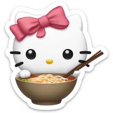 Hello Kitty eating ramen sticker