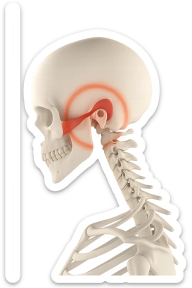 focus su muscolo temporale illuminato con un cerchio sticker