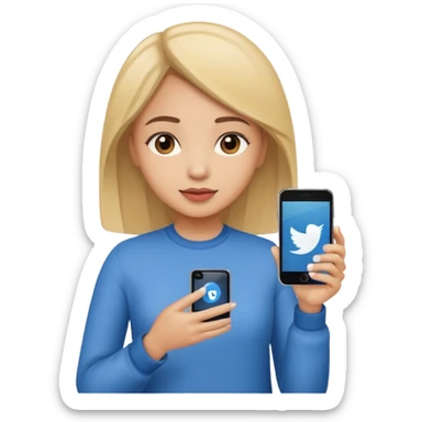 girl with phone and social media sticker