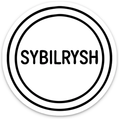 A circular coin with the text "SYBILRYSH" inscribed in the center. The coin has a circular rim and simple coin detailing. sticker