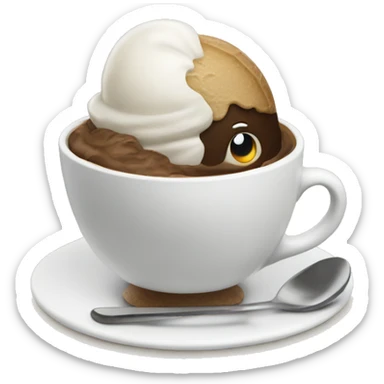 A cup of coffee eating ice cream sticker