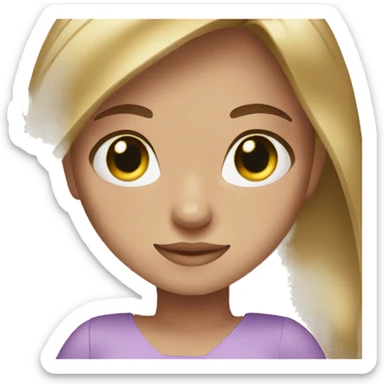 golden brown straight hair green eyes lavender dress sticker