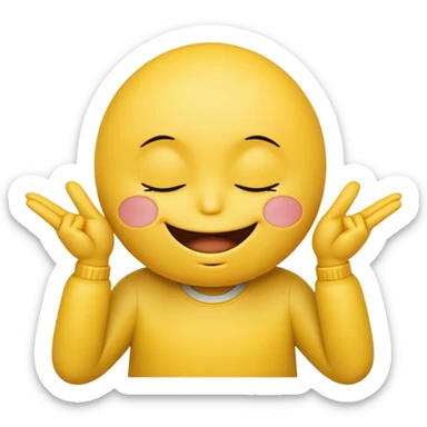 Smiley face making a kiss face but flipping you off with both hands sticker