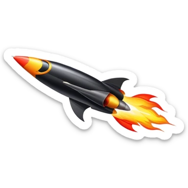 driving fine black rocket with fire color france sticker