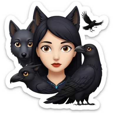 Black aly is the wife of cregan stark and looks like Hande Erçel. She had a raven and a wolf around her  sticker