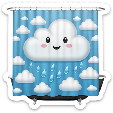 cloud patterned shower curtain sticker