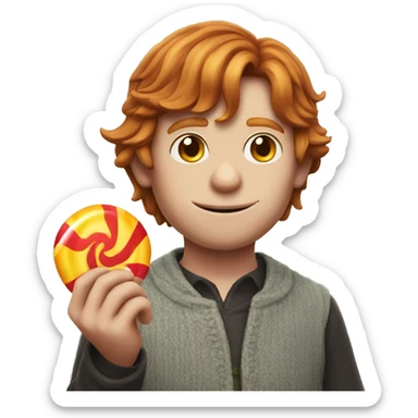 Ron Weasley holds a candy in his hands sticker