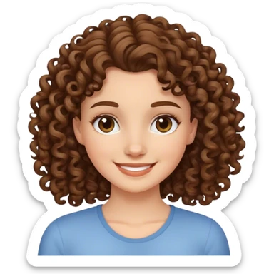 smiling white and brunette girl with curly hair sticker