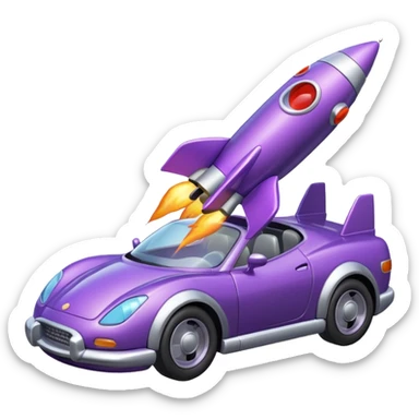 A purple car eating a rocket  sticker