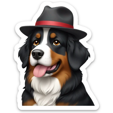 Bernese dog wearing a hat  sticker