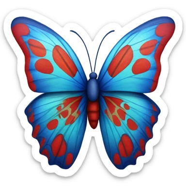 Blue and red butterfly sticker