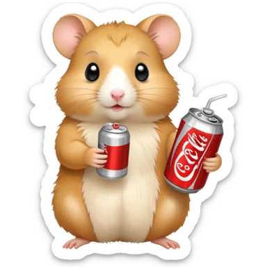 Golden hamster holding a Diet Coke can sticker