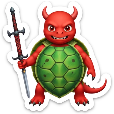A devil in a turtle carapace add devil sword sticker