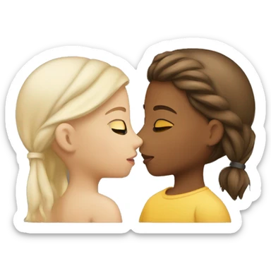 Two girls kissing one white and the other yellowish skin color  sticker