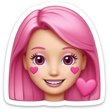 lav en barbie emoji med hjerter istedet for øjne sticker