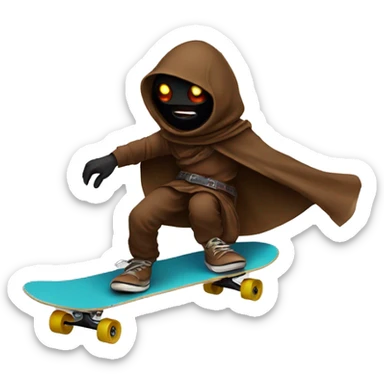 Jawa doing a kick flip on a skateboard sticker