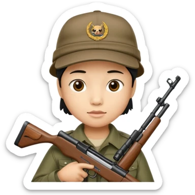 tung tung tung sahur met zijn kap aan en een geweer in zijn hand sticker