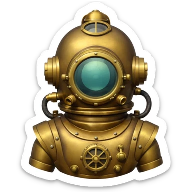 Classic brass diving helmet with diver suit sticker