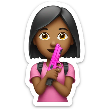 Girl holding pink gun sticker