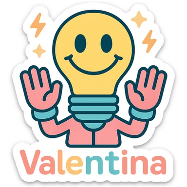 Add electric sparkles and the name 'Valentina' in a colorful style with a transparent background. sticker