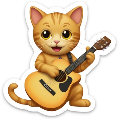 cat playing guitar sticker