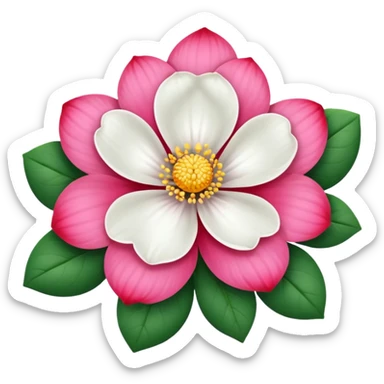 one pink flower and one white flower with red band sticker