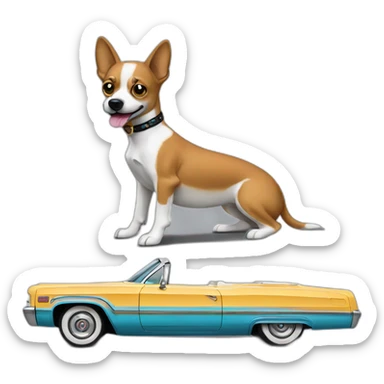 Dog in a 64 Impala low rider sticker
