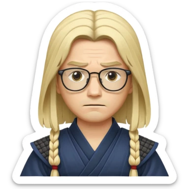 samurai, slim, long blonde hair , glasses sticker