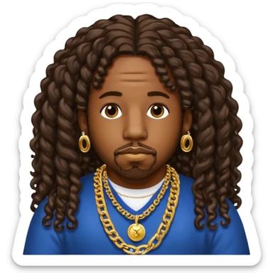 Big Boi with long dark brown curly hair sticker