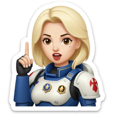 woman space marine middle finger and face with tongue out  sticker