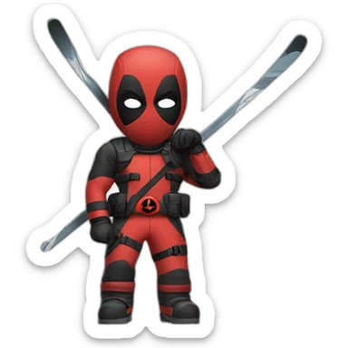 Dead pool qui fait du ski alpin sticker