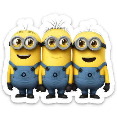 four minions in a line sticker
