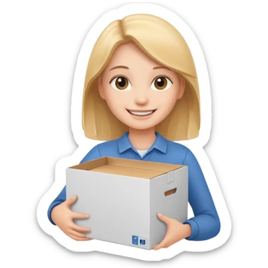 Smiling girl holding a box in her hand sticker