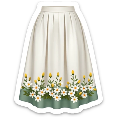 create a white with little flowers midi skirt whituot pleats sticker
