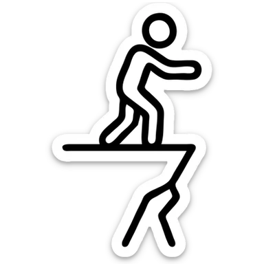 stick figure on a jagged cliff, clean and modern, icon style sticker