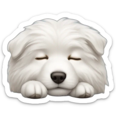 Fluffy white dog sleeping face sticker
