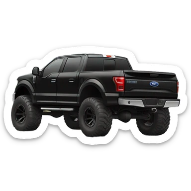 lifted black ford truck with boulder in the back another angle sticker