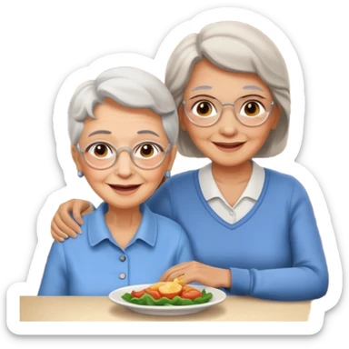 conversación dentro de un restaurant  dos personas y una de las persoans sea una abuela sticker