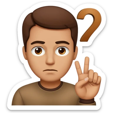 man frowning holding up numbers 6 and 7 sticker