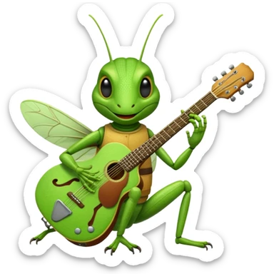 grasshopper playing guitar sticker