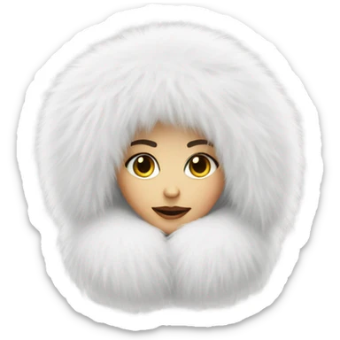 Girl in real white big fluffy fur muffs sticker