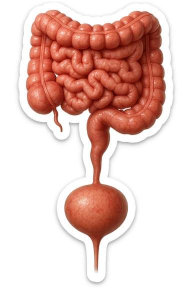 intestino e vescica solo collegati verticalmente, iperrealistico 4k sticker