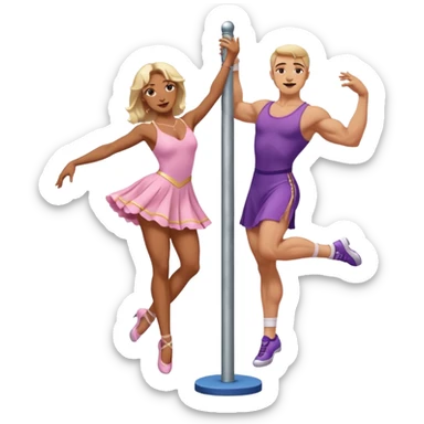 trans person with a female body but a male face dancing on a pole sticker