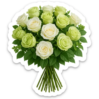 bouquet of white and green roses , remove background sticker