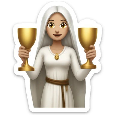 Tall black haired white woman holding the holy grail  sticker